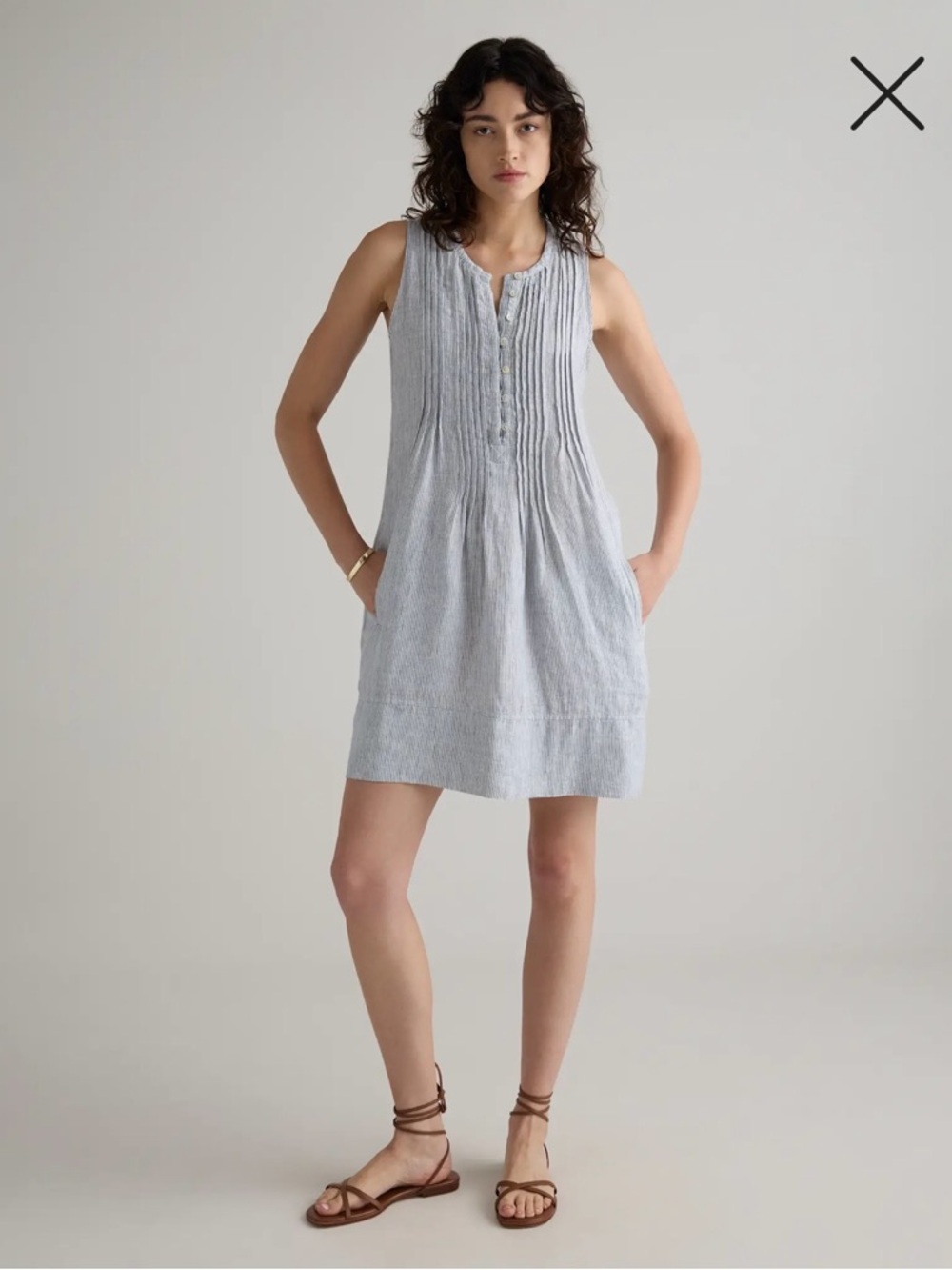 NWT Quince sleeveless swing linen dress M